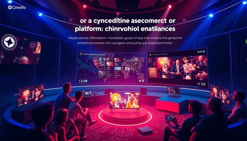 Generate an image of a cryptocurrency entertainment platform highlighting its unique advantages.